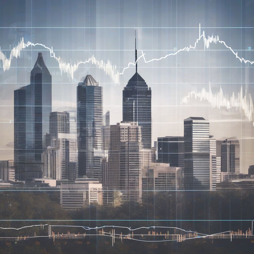 Atlanta Skyline with Trading Chart Overlay